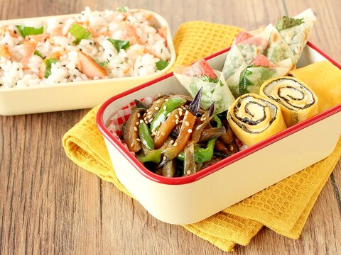 家族が絶賛！とまらないナス・ピーマン弁当